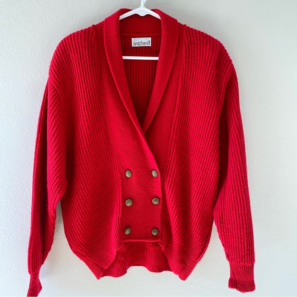 Garland Vintage Red knitted Sweater Cardigan Size Medium